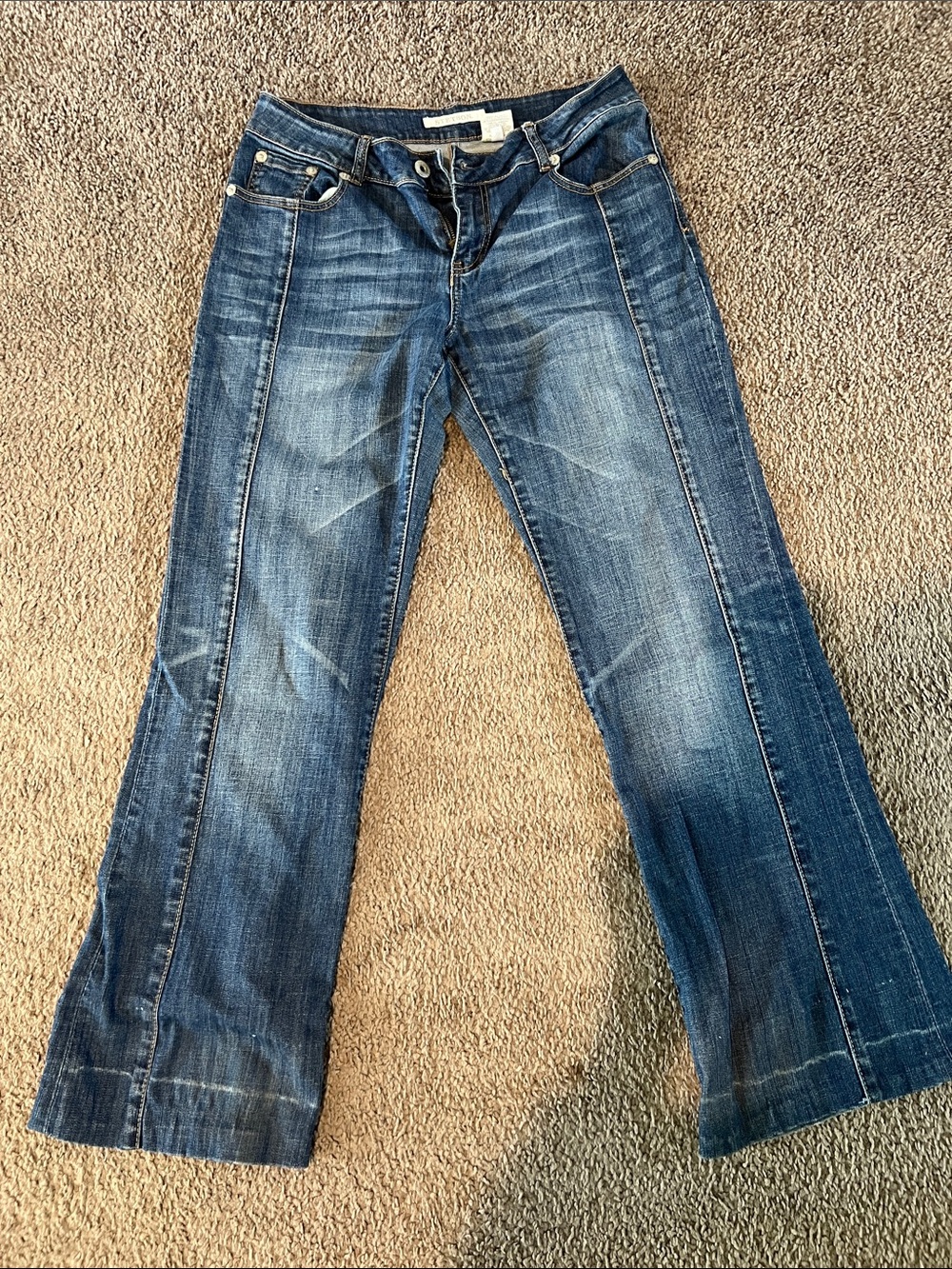 Stetson Women's Flared Jeans in Distressed Blue Wash